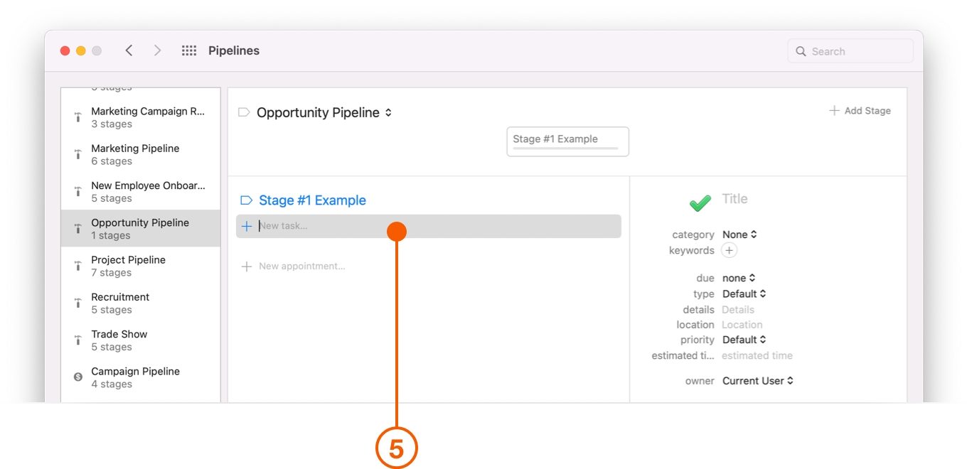 Pipelines Preferences window selecting New Task
