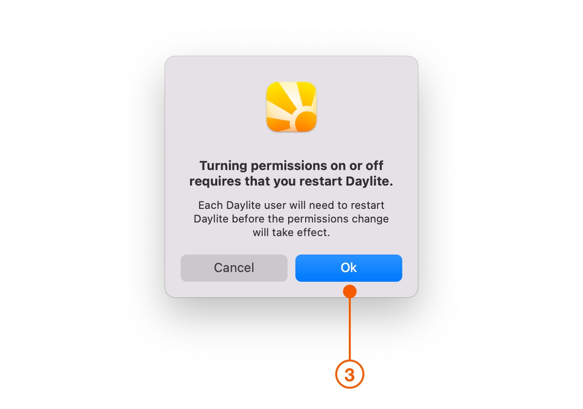 Permissions Restart Dialog