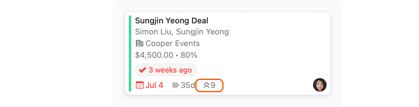 Opportunities Board showing priority