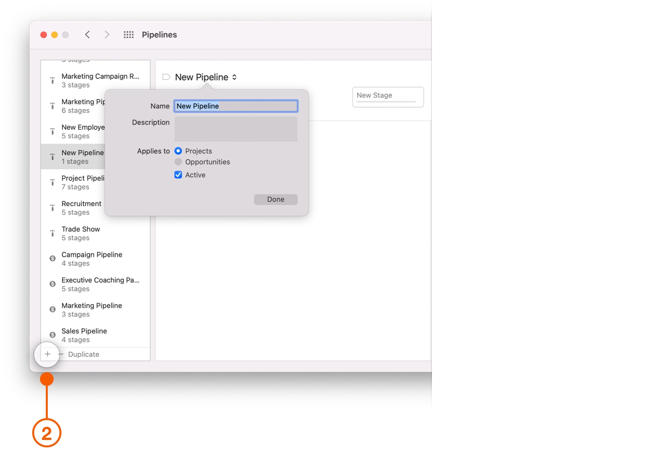 Pipelines Preferences window selecting new pipeline